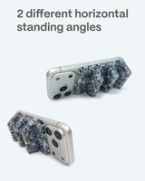 Two smartphone cases with a textured design on a white background