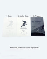 Image showing 3 screen protectors: clear, matte clear, and privacy