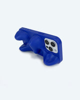 Blue organic shaped 3d ergonomic phone case and phone stand