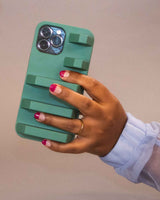 Green 3d ergonomic phone case and phone stand