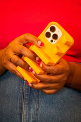 Yellow 3d ergonomic phone case and phone stand