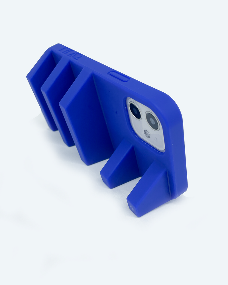 Blue 3d ergonomic phone case and phone stand