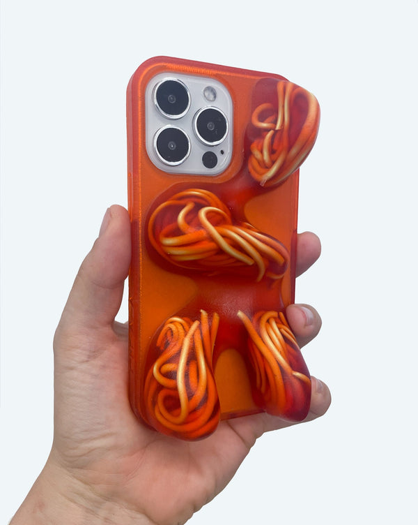 Fake Spaghetti Phone case red with noodles in it