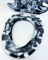 ARCHIVE: Black and White Marbled Toilet Seat - ELONGATED