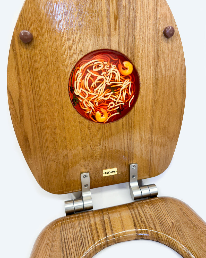 Bowl of Spaghetti Toilet Seat in Wood for Elongated Toilet