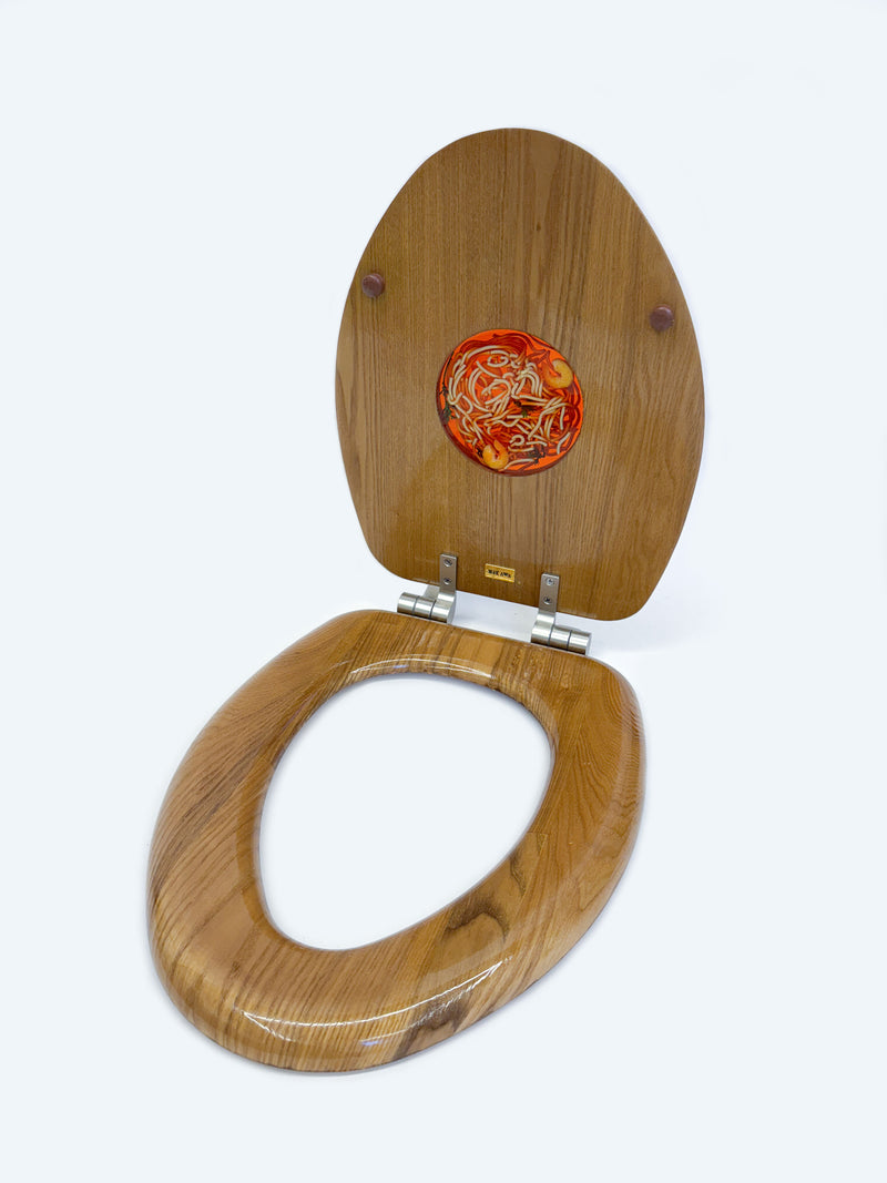 Bowl of Spaghetti Toilet Seat in Wood for Elongated Toilet
