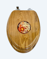Bowl of Spaghetti Toilet Seat in Wood for Elongated Toilet