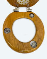 Pretzels and Watches Collage Experiment in Round Wooden Toilet Seat