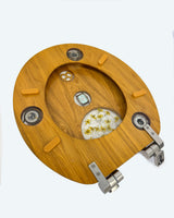 Pretzels and Watches Collage Experiment in Round Wooden Toilet Seat