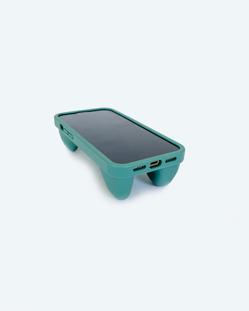 green organic shaped 3d ergonomic phone case and phone stand
