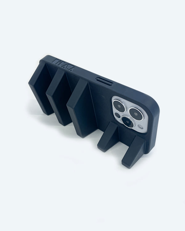 Black 3d ergonomic phone case and phone stand