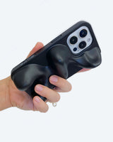 Black organic shaped 3d ergonomic phone case and phone stand