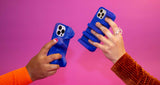 Blue 3d ergonomic phone case and phone stand