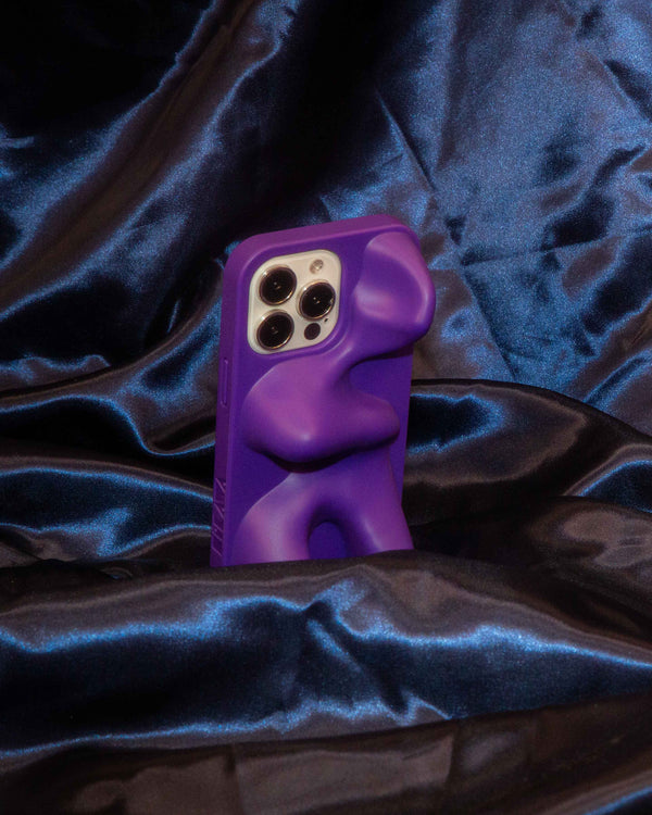 Purple organic shaped 3d ergonomic phone case and phone stand