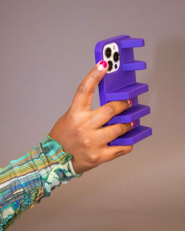 Purple 3d ergonomic phone case and phone stand