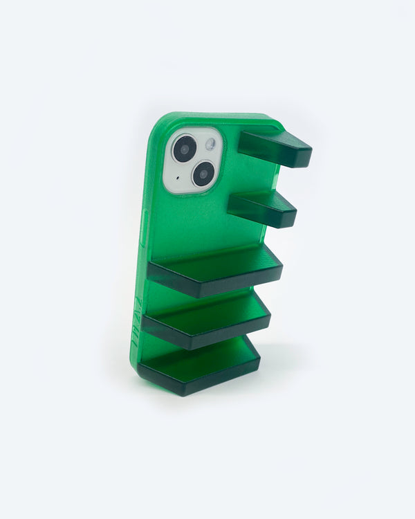 Green 3d ergonomic phone case and phone stand