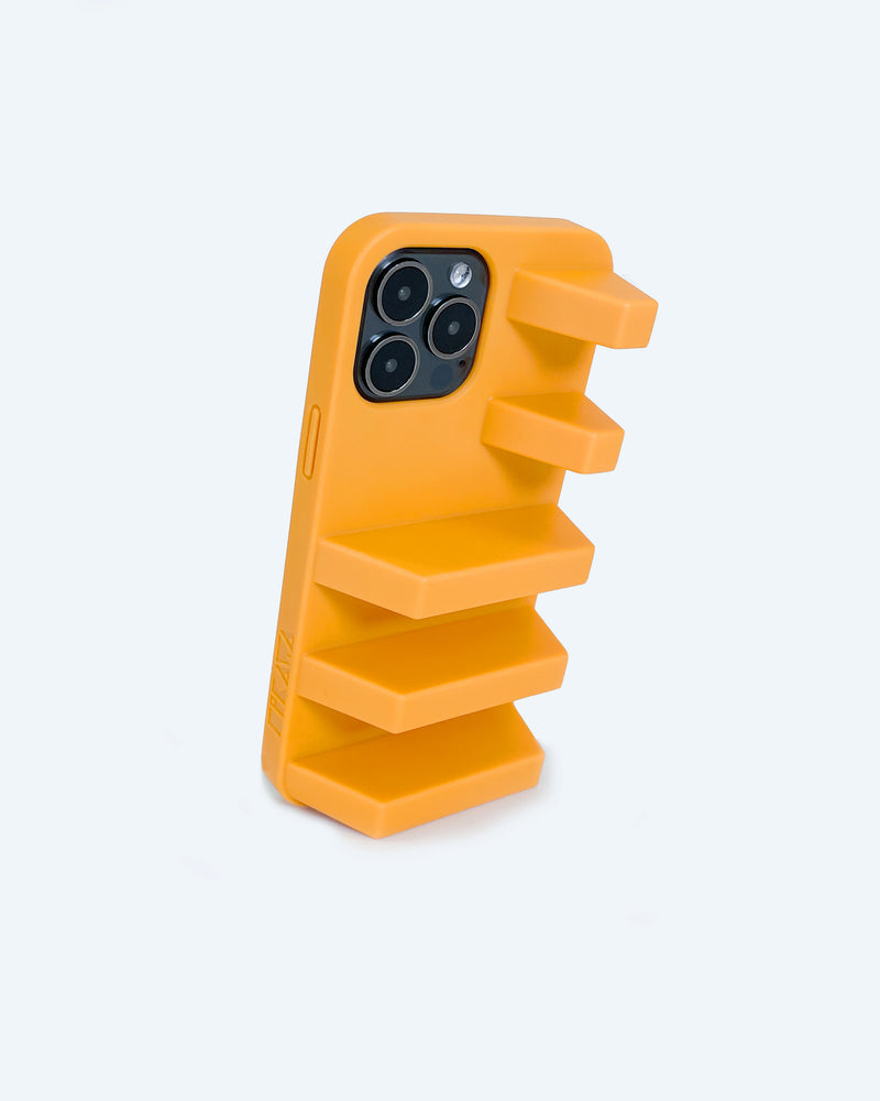 Yellow 3d ergonomic phone case and phone stand