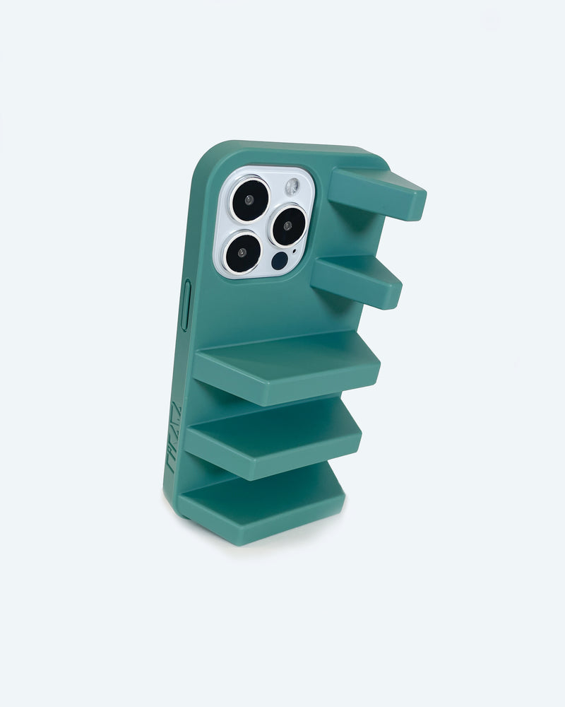 Green 3d ergonomic phone case and phone stand